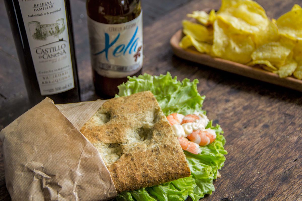 receta de bocadillo de langostinos con vinagre de Jerez y AOVE