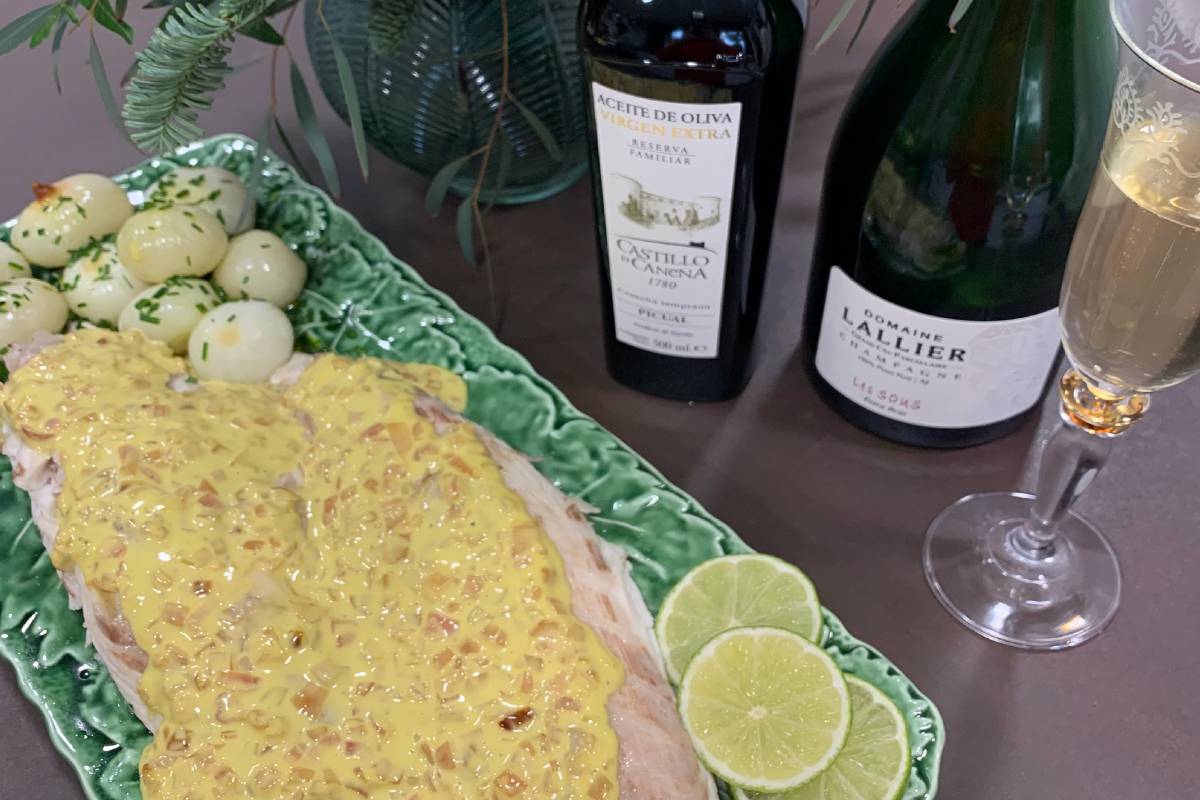 receta de lubina fría al Champagne