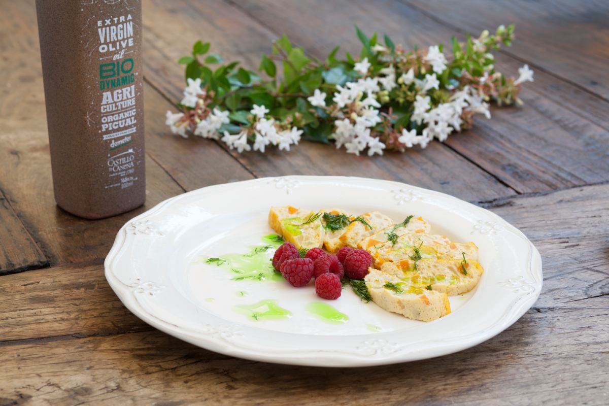 receta de pastel de verduras y gambas con AOVE